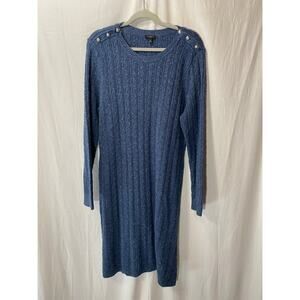 NWT Talbots Cable Knit Sweater Dress Cotton Blend Confetti Blue XLP long sleeve